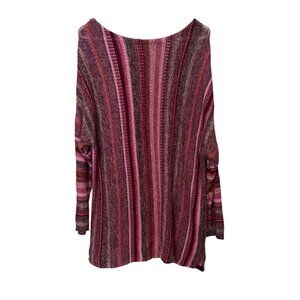 Chaps Womens Linen Blend Sweater   2X Multicolor Top Beachy Boho
